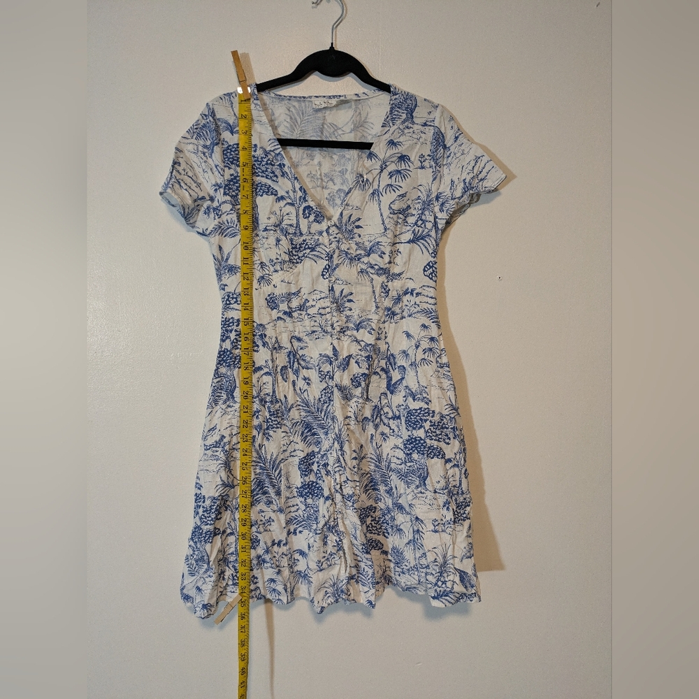 Blue and White Floral Print Dress